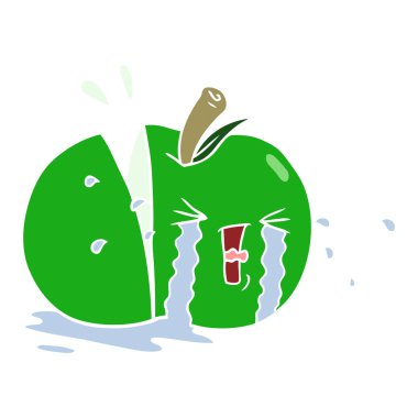 düz renk tarzı çizgi film elma ağlıyor