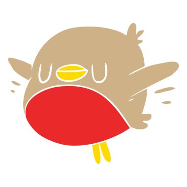 düz renk stili karikatür Noel robin