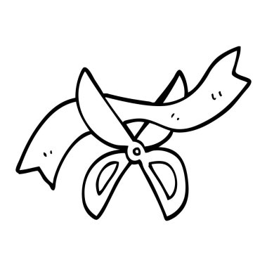 siyah beyaz çizgi film töreni makas