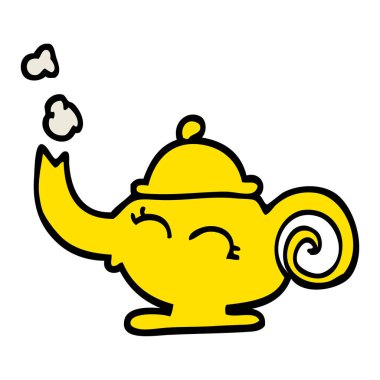 elle çizilmiş doodle tarzı çizgi film sihirli lamba