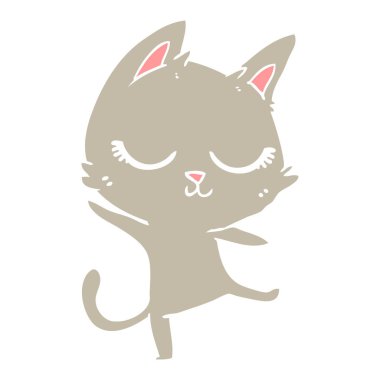 düz renk sakin tarzı çizgi film kedi