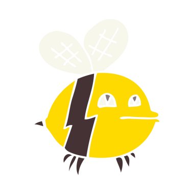 düz renk tarzı çizgi film arı