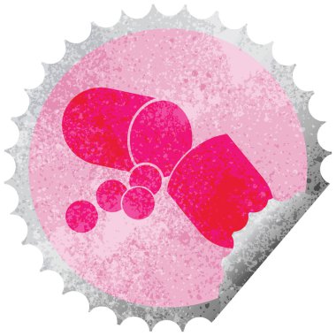 Kapsül pill vektör çizim dairesel peeling etiket