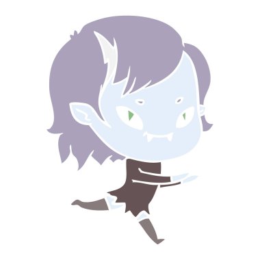 düz renk tarzı çizgi film dostu vampir kız çalıştıran