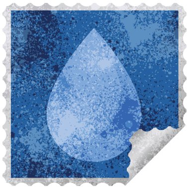 yağmur damlası grafik kare etiket damga