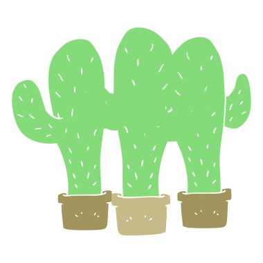kaktüs düz renkli çizimi
