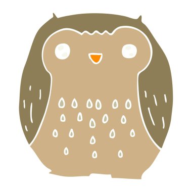 sevimli düz renk tarzı çizgi film baykuş