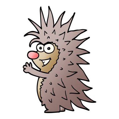 çizgi film doodle dikenli kirpi