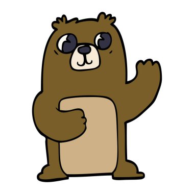 Doodle geniş gözlü ayı çizgi film