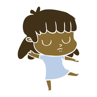 düz renk tarzı çizgi film kayıtsız kadın dans