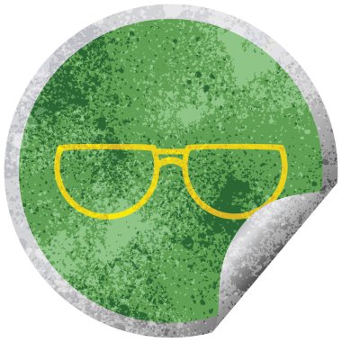 Gözlük grafik vektör çizim dairesel peeling etiket