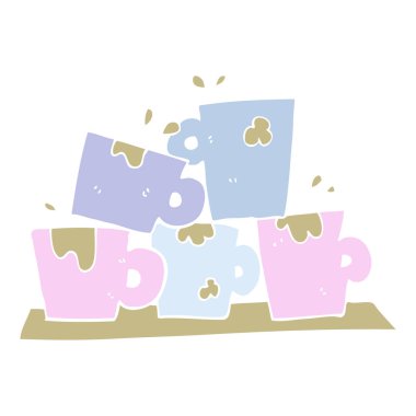 kahve bardakları düz renkli çizimi