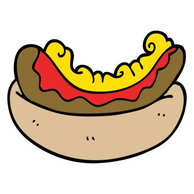 bir hotdog karikatür doodle