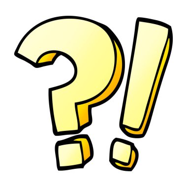 çizgi film doodle soru işareti ve ünlem işareti