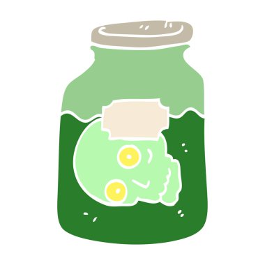 düz renk illüstrasyon karikatür kafası kavanoza