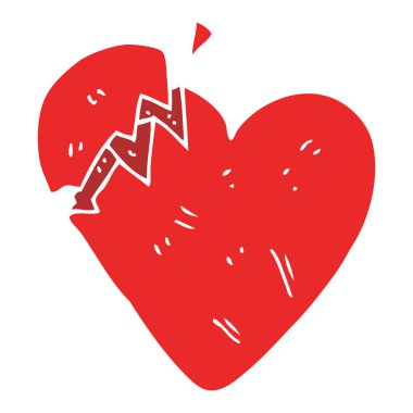 kırık kalp düz renkli çizimi