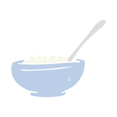 düz renk tarzı çizgi film kase pirinç