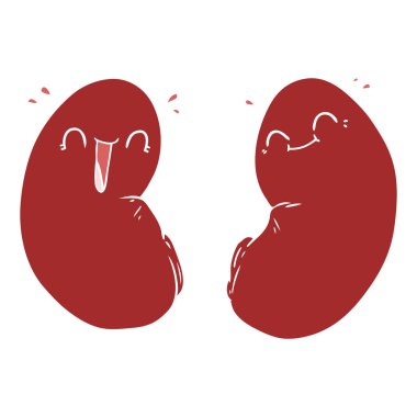 düz renk stil karikatür mutlu böbrekler
