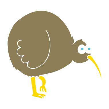 kivi kuş düz renkli çizimi