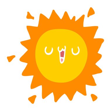 düz renk tarzı çizgi film güneş