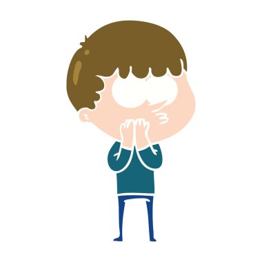 düz renk tarzı çizgi film meraklı çocuk