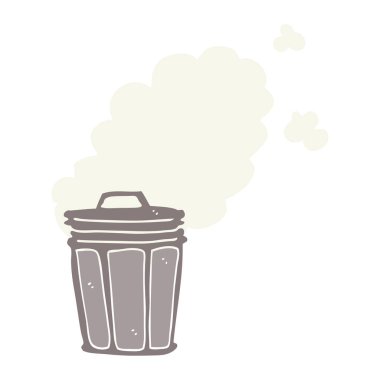 düz renk tarzı çizgi film kokmuş çöp kutusu