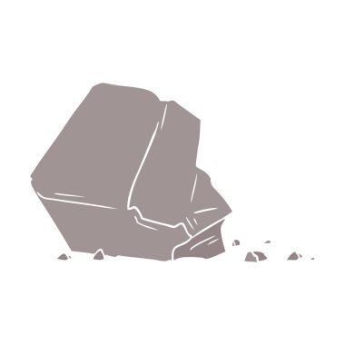 düz renk tarzı çizgi film büyük kaya