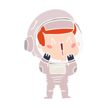 mutlu düz renk tarzı çizgi film astronot