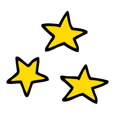 elle çizilmiş doodle stil çizgi film üç yıldız