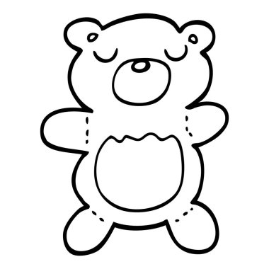 siyah beyaz çizgi film oyuncak ayı