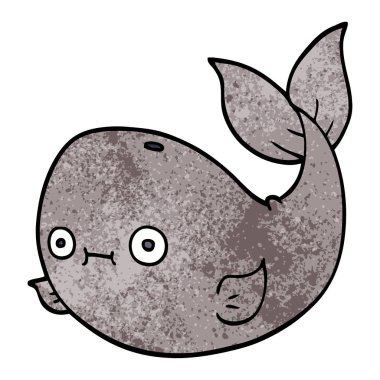 çizgi film doodle balina vektör çizim