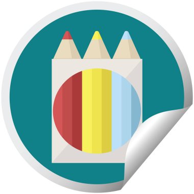 paketi kalem grafik vektör çizim dairesel etiket renklendirme