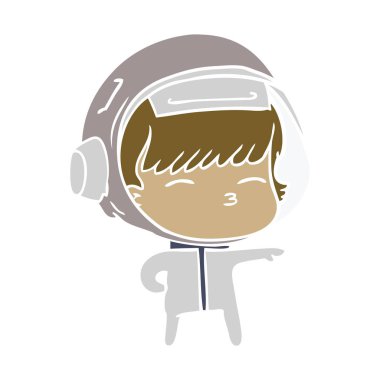 düz renk tarzı çizgi film meraklı astronot