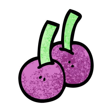 dokulu grunge illüstrasyon karikatür kiraz