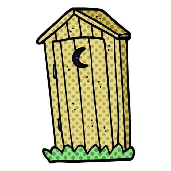 Мультфильм Каракули Старый Открытый Туалет — стоковый вектор