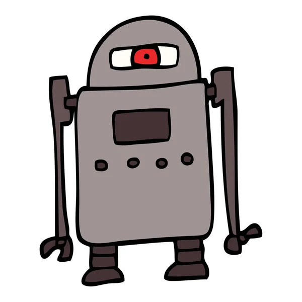 Dibujos Animados Doodle Robot Ilustración — Vector de stock