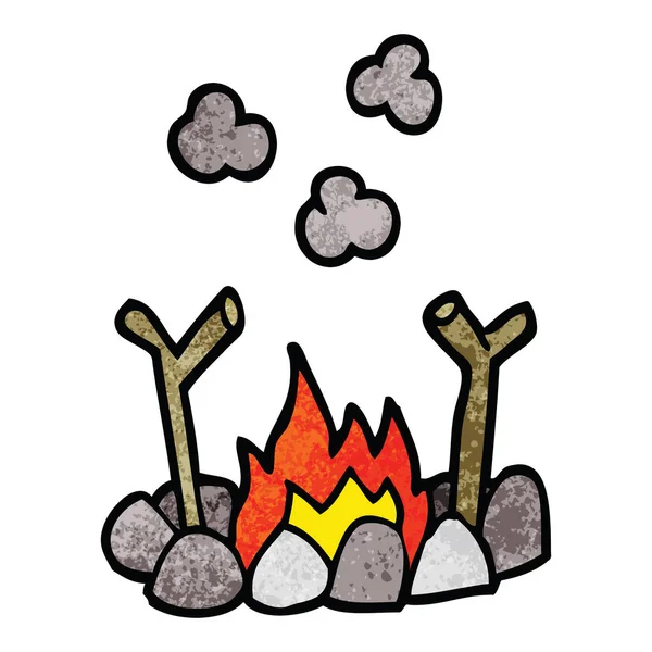 Dibujos Animados Doodle Campamento Fuego — Vector de stock