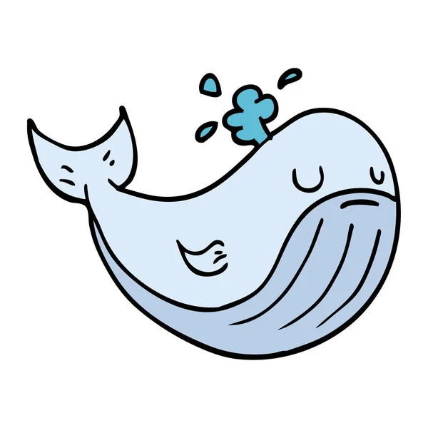 Dessin Animé Doodle Baleine Mer — Image vectorielle