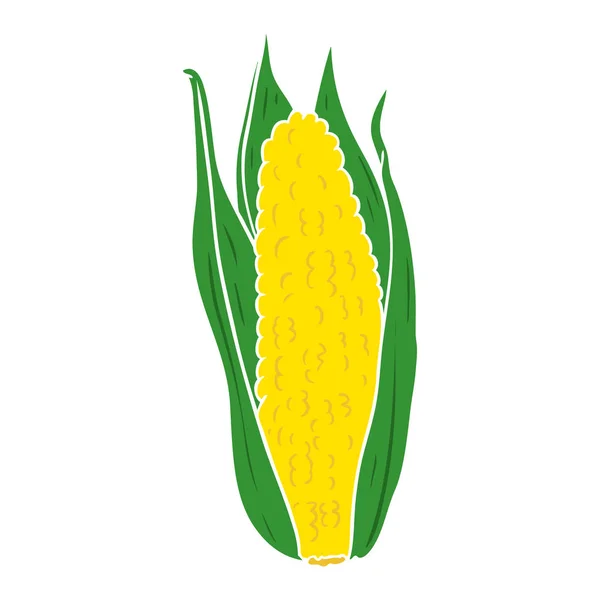 Flat Color Style Cartoon Corn — Stock Vector