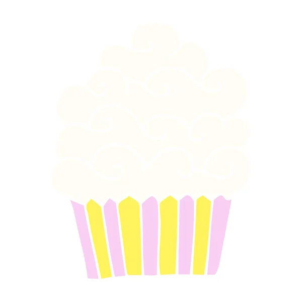 Flache Farbe Illustration Cartoon Vanille Cupcake — Stockvektor