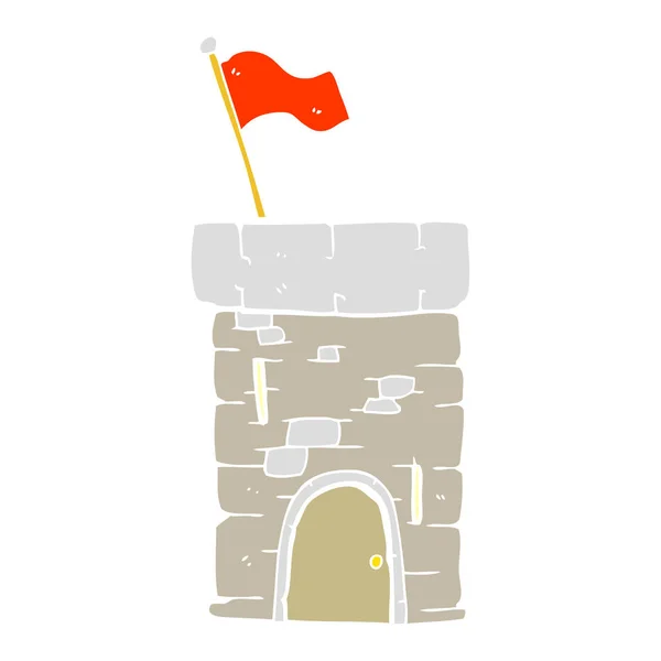 Flachfarbige Abbildung Des Alten Burgturms — Stockvektor