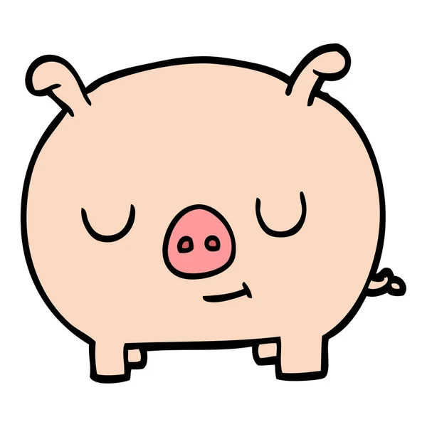 漫画落書き幸せな豚 — ストックベクタ