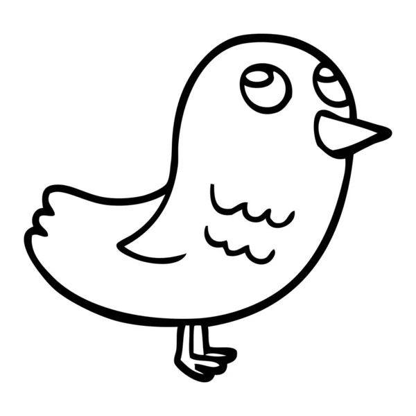 Linienzeichnung Cartoon Garten Vogel — Stockvektor