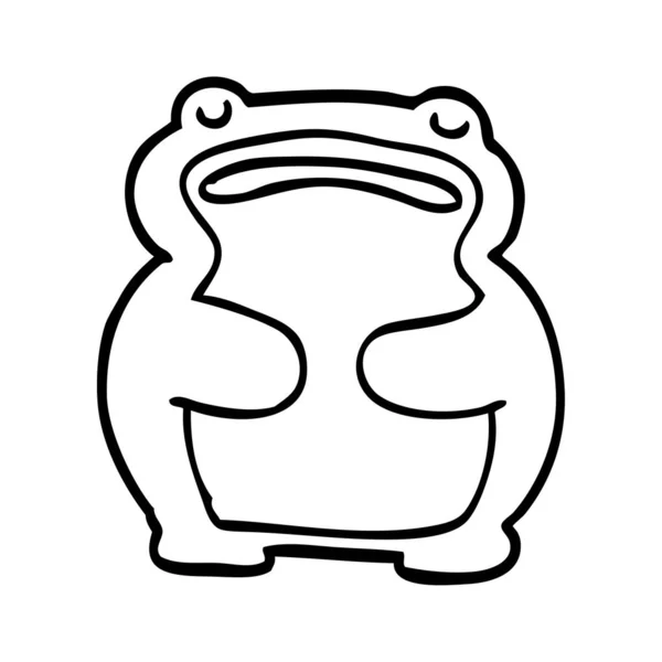 Line Drawing Cartoon Frog — Stock Vector