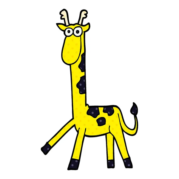 Çizgi Film Doodle Yürüyen Zürafa — Stok Vektör