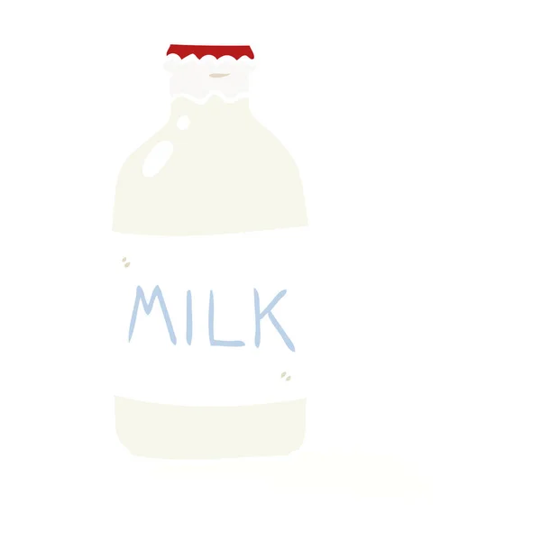 Flat Color Style Cartoon Milk Bottle — Stock Vector