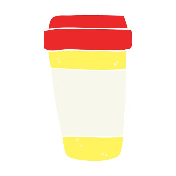 Plochý Barevný Styl Kreslených Kávy Cup — Stockový vektor