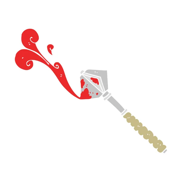 Flat Color Illustration Bloody Medieval Mace — Stock Vector