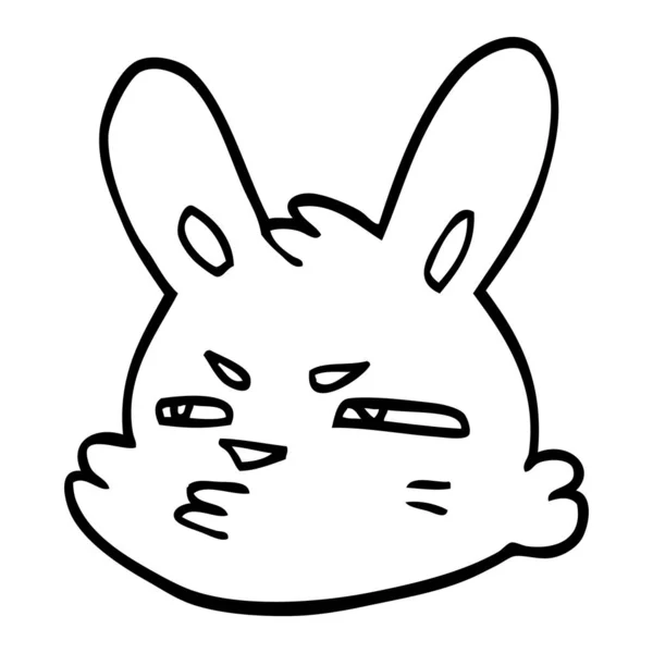 Line Drawing Cartoon Moody Rabbit — Stock Vector