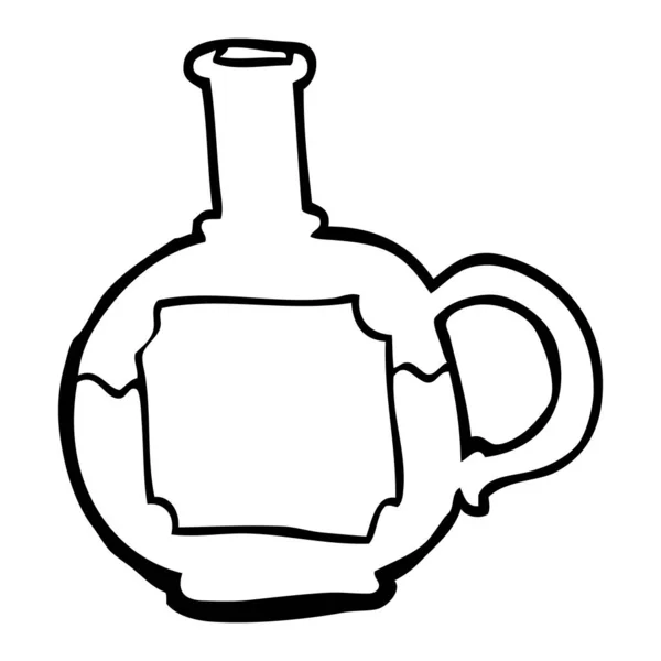 Línea Dibujo Dibujos Animados Comida Botella — Vector de stock